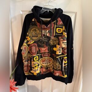 Born Fly Stylish Black and Multicolor Graphic Hoodie, Men’s Size XL